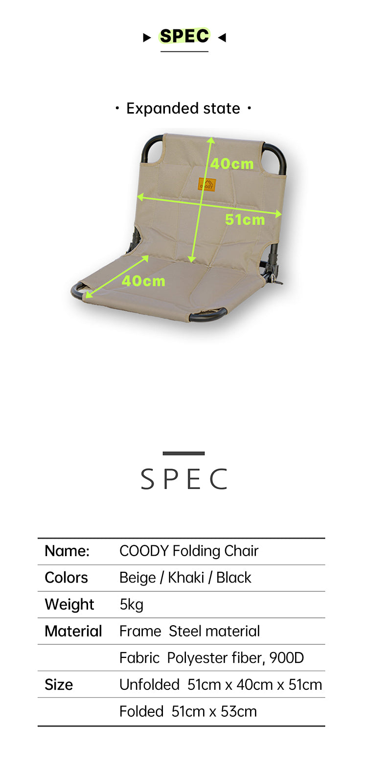 Silla plegable de suelo Coody